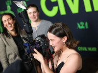 Cailee Spaeny wearing a dress by Christopher Esber arrives at the Los Angeles Special Screening Of A24's 'Civil War' held at the Academy Mus...