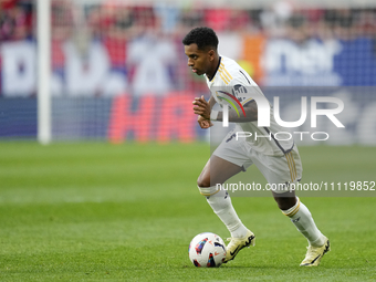 Rodrygo Goes right winger of Real Madrid and Brazil during the LaLiga EA Sports match between CA Osasuna and Real Madrid CF at Estadio El Sa...