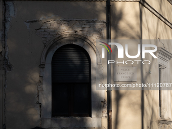 A building damaged by 2009 earthquake is seen in L'Aquila, Italy, on April 5th, 2024. on April 6th L'Aquila will commemorate its 15th annive...