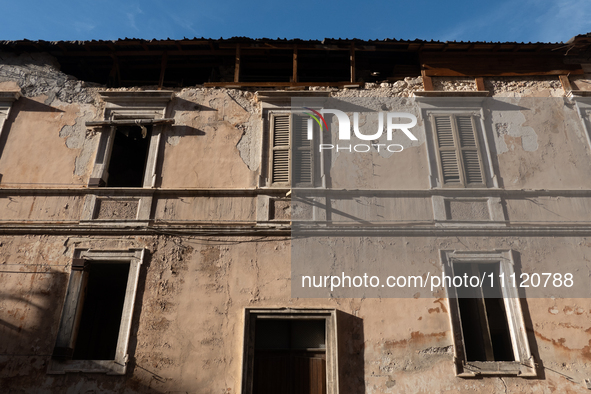 A building damaged by 2009 earthquake is seen in L'Aquila, Italy, on April 5th, 2024. on April 6th L'Aquila will commemorate its 15th annive...