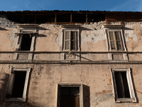 A building damaged by 2009 earthquake is seen in L'Aquila, Italy, on April 5th, 2024. on April 6th L'Aquila will commemorate its 15th annive...