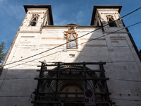 Saint Mark church damaged by 2009 earthquake is seen in L'Aquila, Italy, on April 5th, 2024. on April 6th L'Aquila will commemorate its 15th...