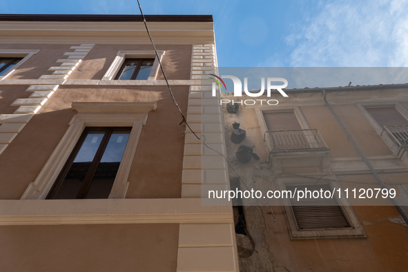 Damaged and rebuilt buildings are seen in L'Aquila, Italy, on April 5th, 2024. on April 6th L'Aquila will commemorate its 15th anniversary o...