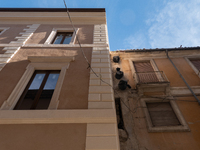 Damaged and rebuilt buildings are seen in L'Aquila, Italy, on April 5th, 2024. on April 6th L'Aquila will commemorate its 15th anniversary o...