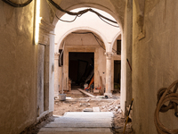 A building site into an ancient palace is seen in L'Aquila, Italy, on April 5th, 2024. on April 6th L'Aquila will commemorate its 15th anniv...