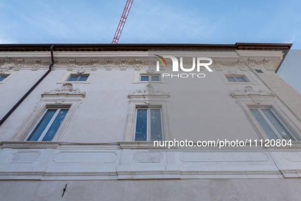 A rebuilt building is seen in L'Aquila, Italy, on April 5th, 2024. On April 6th L'Aquila will commemorate its 15th anniversary of 2009 earth...