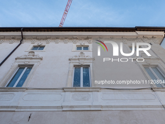 A rebuilt building is seen in L'Aquila, Italy, on April 5th, 2024. On April 6th L'Aquila will commemorate its 15th anniversary of 2009 earth...