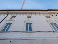 A rebuilt building is seen in L'Aquila, Italy, on April 5th, 2024. On April 6th L'Aquila will commemorate its 15th anniversary of 2009 earth...