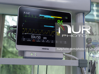 ECG monitoring instruments are being seen in the intensive care unit in Enshi, Hubei Province, China, on April 5, 2024. (