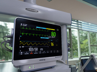 ECG monitoring instruments are being seen in the intensive care unit in Enshi, Hubei Province, China, on April 5, 2024. (