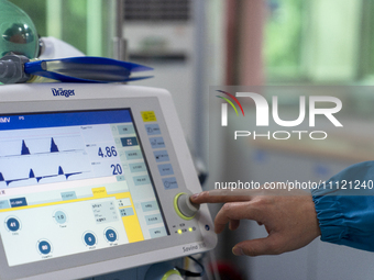 Instruments for monitoring patients' vital signs are being seen in an intensive care unit in Enshi, Hubei Province, China, on April 5, 2024....