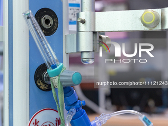 An oxygen delivery unit is being used in an intensive care room in Enshi, Hubei Province, China, on April 5, 2024. (