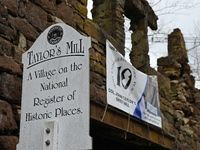 Cones are blocking off the historic Taylor's Mill in Lebanon, New Jersey, United States, on April 6, 2024. Safety cones are blocking off the...