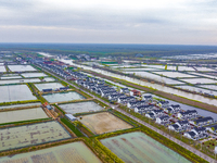 An aerial photo is showing an organic crab breeding base in Suqian, Jiangsu Province, China, on April 6, 2024. (