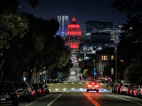 City Hall is being illuminated in red for World TB Day in San Francisco, California, on March 24, 2024. Earlier in March, California voters...