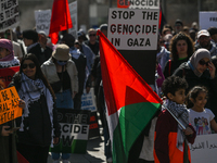 EDMONTON, CANADA - APRIL 07:
Members of the Palestinian diaspora and local activists gather during the 'Stop Genocide Rally' at Violet King...