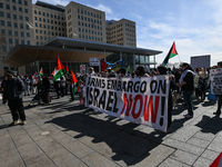 EDMONTON, CANADA - APRIL 07:
Members of the Palestinian diaspora and local activists gather during the 'Stop Genocide Rally' at Violet King...