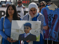 EDMONTON, CANADA - APRIL 07:
Members of the Palestinian diaspora and local activists gather during the 'Stop Genocide Rally' at Violet King...