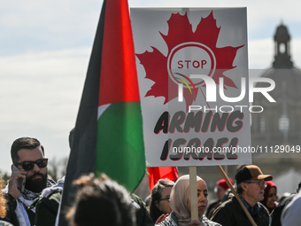 EDMONTON, CANADA - APRIL 07:
Members of the Palestinian diaspora and local activists gather during the 'Stop Genocide Rally' at Violet King...