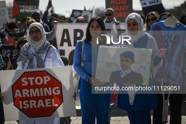 EDMONTON, CANADA - APRIL 07:
Members of the Palestinian diaspora and local activists gather during the 'Stop Genocide Rally' at Violet King...