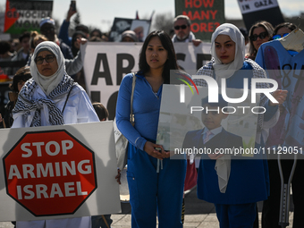 EDMONTON, CANADA - APRIL 07:
Members of the Palestinian diaspora and local activists gather during the 'Stop Genocide Rally' at Violet King...