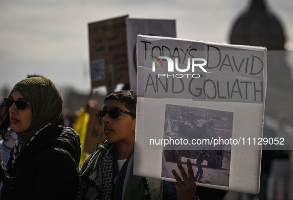 EDMONTON, CANADA - APRIL 07:
Members of the Palestinian diaspora and local activists gather during the 'Stop Genocide Rally' at Violet King...