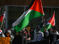 EDMONTON, CANADA - APRIL 07:
Members of the Palestinian diaspora and local activists gather during the 'Stop Genocide Rally' at Violet King...