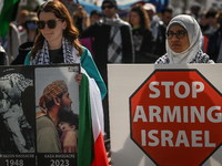 EDMONTON, CANADA - APRIL 07:
Members of the Palestinian diaspora and local activists gather during the 'Stop Genocide Rally' at Violet King...