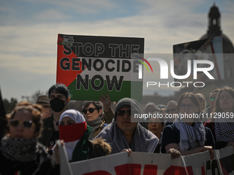 EDMONTON, CANADA - APRIL 07:
Members of the Palestinian diaspora and local activists gather during the 'Stop Genocide Rally' at Violet King...