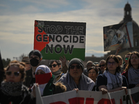 EDMONTON, CANADA - APRIL 07:
Members of the Palestinian diaspora and local activists gather during the 'Stop Genocide Rally' at Violet King...