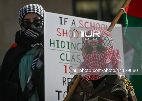 EDMONTON, CANADA - APRIL 07:
Members of the Palestinian diaspora and local activists gather during the 'Stop Genocide Rally' at Violet King...