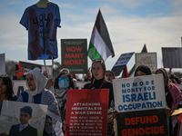 EDMONTON, CANADA - APRIL 07:
Members of the Palestinian diaspora and local activists gather during the 'Stop Genocide Rally' at Violet King...