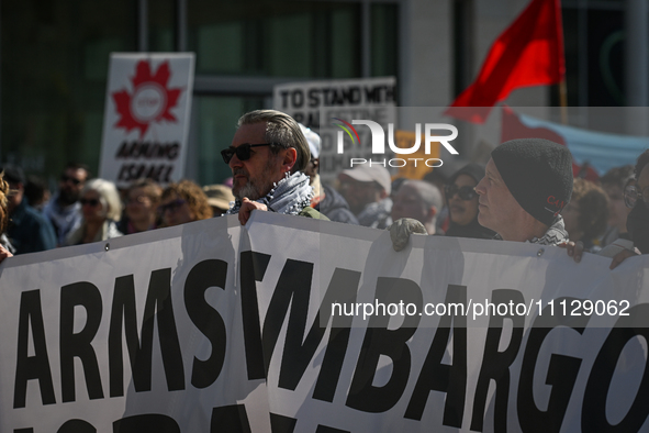 EDMONTON, CANADA - APRIL 07:
Members of the Palestinian diaspora and local activists gather during the 'Stop Genocide Rally' at Violet King...