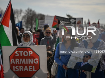 EDMONTON, CANADA - APRIL 07:
Members of the Palestinian diaspora and local activists gather during the 'Stop Genocide Rally' at Violet King...