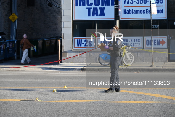 Shell casings are littering the crime scene where a 4-year-old boy is in critical condition after being shot in broad daylight in Chicago, I...