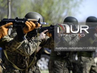 Servicemen from the Siberian Battalion of the Ukrainian Armed Forces International Legion are attending military exercises in the Kyiv regio...