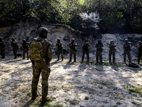 Servicemen from the Siberian Battalion of the Ukrainian Armed Forces International Legion are attending military exercises in the Kyiv regio...