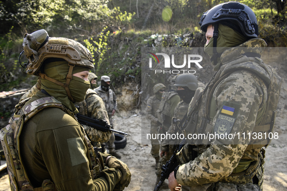 Servicemen from the Siberian Battalion of the Ukrainian Armed Forces International Legion are attending military exercises in the Kyiv regio...