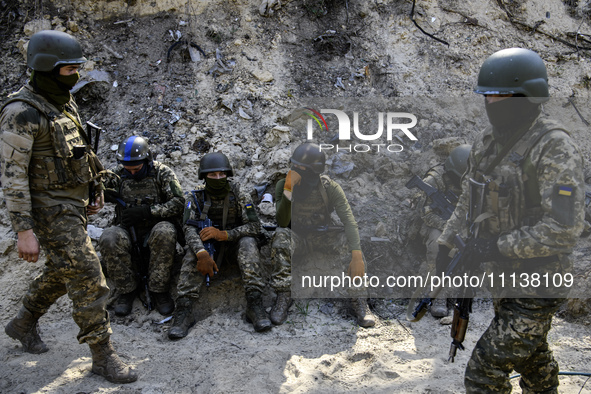 Servicemen from the Siberian Battalion of the Ukrainian Armed Forces International Legion are attending military exercises in the Kyiv regio...