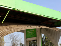 A petrol station is damaged following the Russian missile attack in Odesa, southern Ukraine, on April 10, 2024. NO USE RUSSIA. NO USE BELARU...