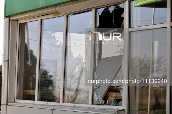 A petrol station is damaged following the Russian missile attack in Odesa, southern Ukraine, on April 10, 2024. NO USE RUSSIA. NO USE BELARU...