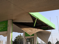 A petrol station is damaged following the Russian missile attack in Odesa, southern Ukraine, on April 10, 2024. NO USE RUSSIA. NO USE BELARU...