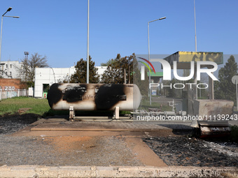 A petrol station is damaged following the Russian missile attack in Odesa, southern Ukraine, on April 10, 2024. NO USE RUSSIA. NO USE BELARU...