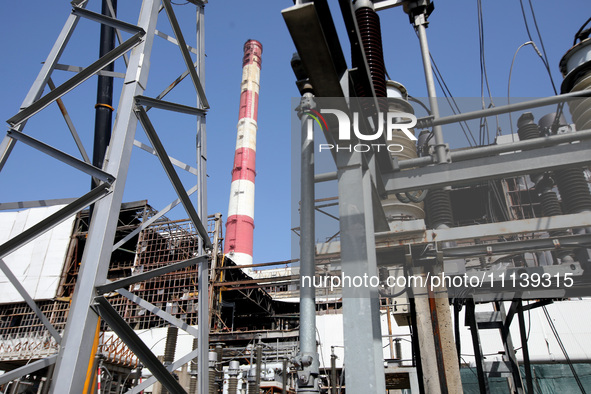 The Kharkiv Combined Heat and Power Plant (CHP) is being damaged by Russian shelling in the Kharkiv Region, northeastern Ukraine, on April 1...