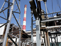 The Kharkiv Combined Heat and Power Plant (CHP) is being damaged by Russian shelling in the Kharkiv Region, northeastern Ukraine, on April 1...