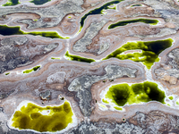 An aerial photo is showing Dachaidan Emerald Lake, a unique salt lake in Xining, China, on September 16, 2023. (