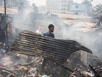 A Fire Broke Out At A Slum At Hazaribagh Area In Dhaka, Bangladesh On April 12, 2024. (