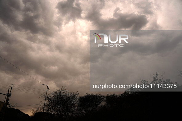 Dark Clouds Seen Hover Over The Ajmer, City Rajasthan, India On 13 April 2024. 