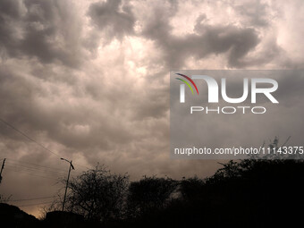 Dark Clouds Seen Hover Over The Ajmer, City Rajasthan, India On 13 April 2024. (