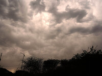 Dark Clouds Seen Hover Over The Ajmer, City Rajasthan, India On 13 April 2024. (